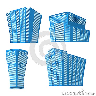 Set of four modern high-rise building Vector Illustration