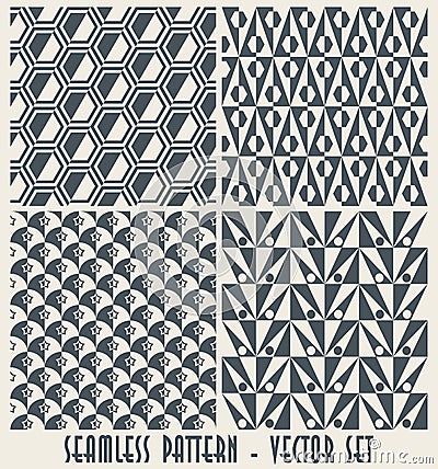 Set of four monochrome geometrical patterns Stock Photo