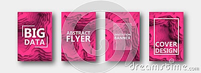 A set of four options for banners, flyers, brochures, cards, posters for your design, in pink color. Vector Illustration