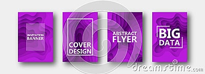 A set of four options for banners, flyers, brochures, cards, posters for your design, in purple colors. Vector Illustration