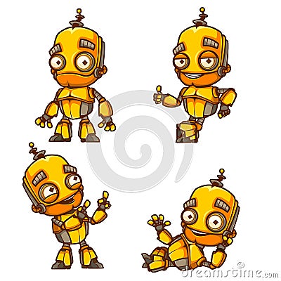 Set of four robot poses Vector Illustration