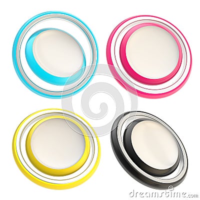 Set of four round copyspace circle buttons Stock Photo