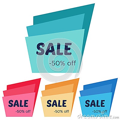 Set of four sale stickers with abstract colorful geometric forms Vector Illustration