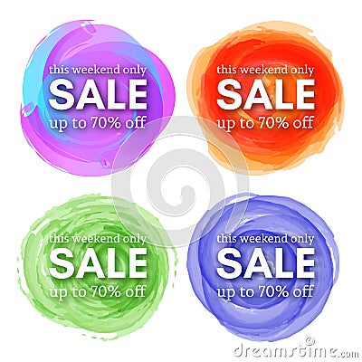 Set of Four Sale this weekend only up to 70 off Vector Illustration