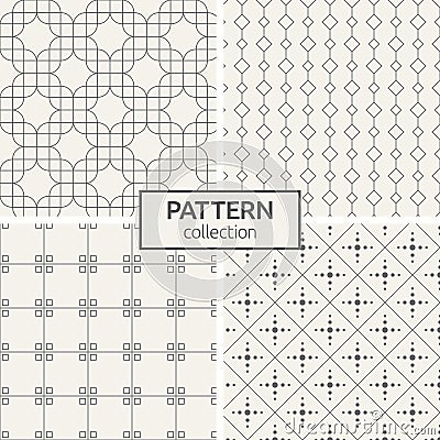 Set of four seamless patterns. Vector Illustration