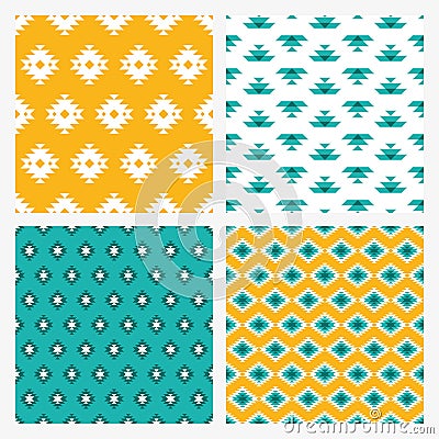 Set of four seamless patterns with kilim designs Vector Illustration