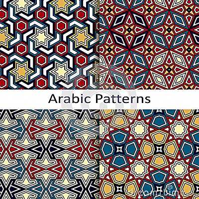 Set of four seamless vector arabic patterns Vector Illustration