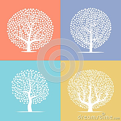 Set of four silhouettes of trees Vector Illustration