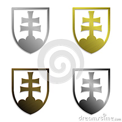 Set of four simply isolated metallic Slovak emblems Vector Illustration