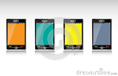 Set of four smart phones Vector Illustration