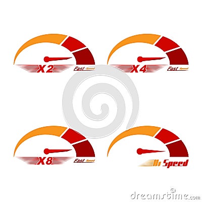 Set of four speedometer scale Vector Illustration