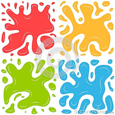 Set of four splashes on a white background Vector Illustration