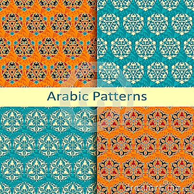 Set of four traditional colorful arabic patterns Vector Illustration
