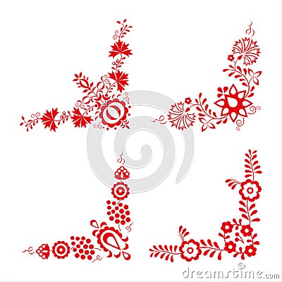 Set of four traditional folk ornaments, folk decorative pattern Vector Illustration