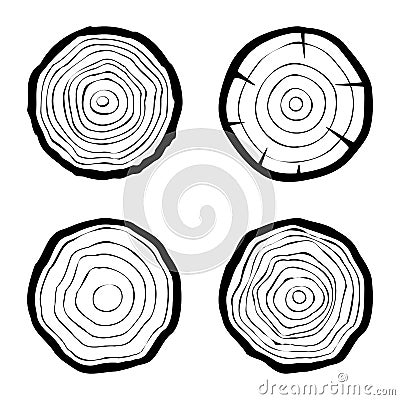 Set of four tree rings icons Vector Illustration