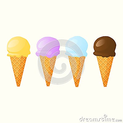 Set of four types of ice cream Vector Illustration