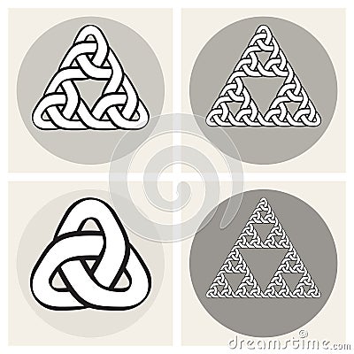 Set Of Four Vector Celtic Interweaving Line Triangle Knots Design Elements Vector Illustration