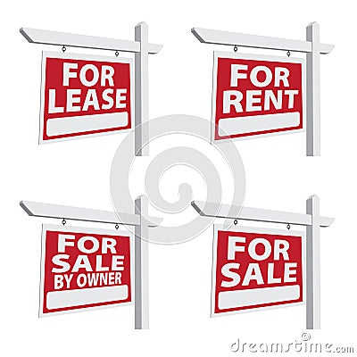 Set of Four Vector Real Estate Signs Vector Illustration