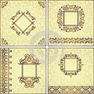 Set of four vintage luxury cards Vector Illustration