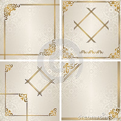 Set of four vintage luxury cards Vector Illustration