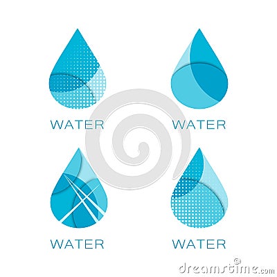 Set of four waterdrop templates Vector Illustration