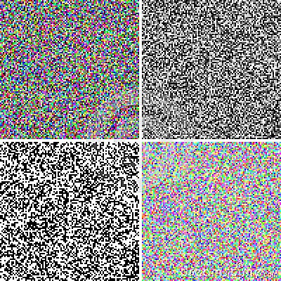 Set of four white noise backgrounds Vector Illustration