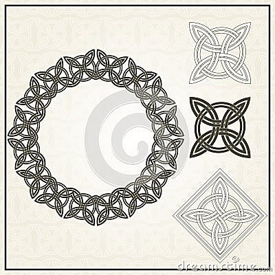 Set of frame and element for design. Celtic motifs. Vector Illustration