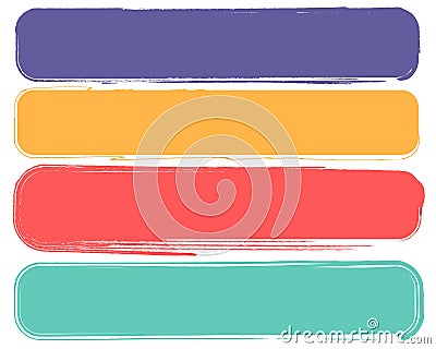 Set frame rectangle red yellow green lilac brush stroke Cartoon Illustration