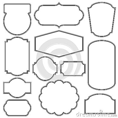 Set of frames and borders in retro style. Vector Illustration