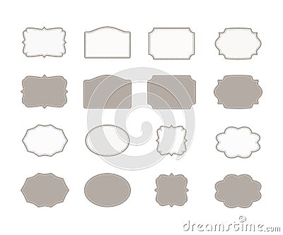 Set of frames decorated with stitching, isolated on whiye background Cartoon Illustration