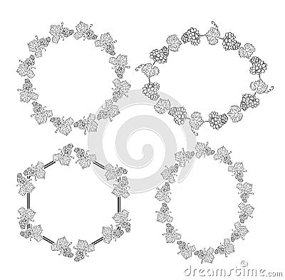 set of frames and with grape - vector ornaments Vector Illustration