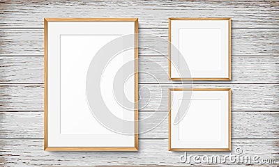 Set of frames on wooden background Vector Illustration