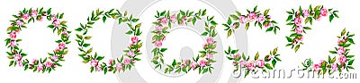 Set of frames and wreaths of pink peonies. Watercolor designs Stock Photo