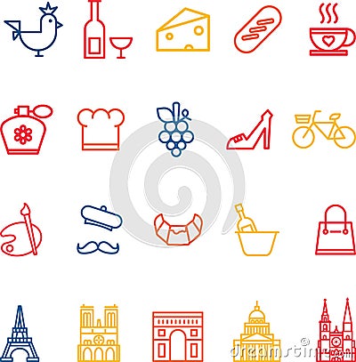 set of france icons. Vector illustration decorative design Vector Illustration