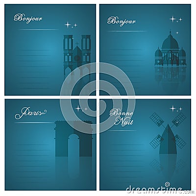 Set of france icons. Vector illustration decorative design Cartoon Illustration