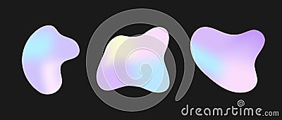 Set of Freeform or irregular blob. Collection of abstract amoeba. Holographic elements for design decoration. Vector Vector Illustration