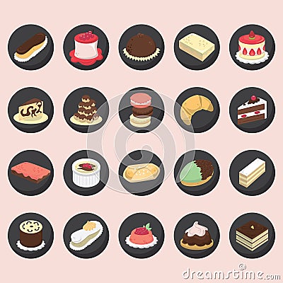 set of french pastries. Vector illustration decorative design Vector Illustration