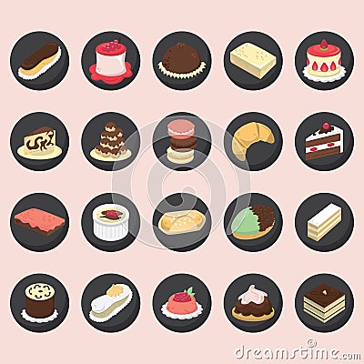 set of french pastries. Vector illustration decorative design Cartoon Illustration