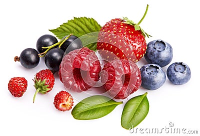 Set fresh berry. Mix summery fruit raspberry Stock Photo