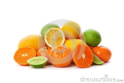 Set of fresh citrus fruits Stock Photo