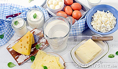 Set of fresh dairy products Stock Photo