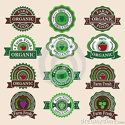 Set of Fresh Organic Labels and Elements. Stock Photo