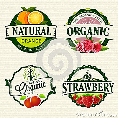Set of Fresh & Organic labels Vector Illustration