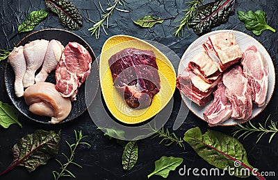 Assortment uncooked meat Stock Photo