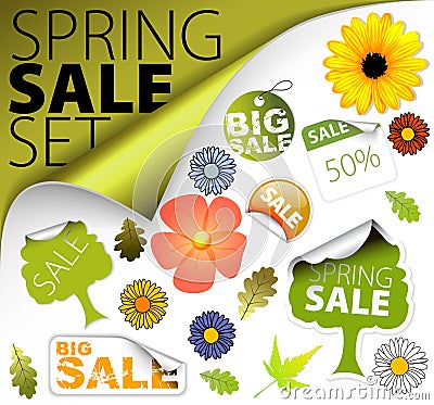 Set of fresh spring sale elements Stock Photo