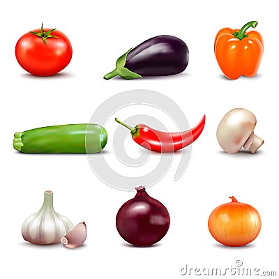 Set Of Fresh Vegetables Icons Vector Illustration