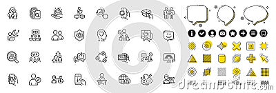 Set of Friends chat, Graph chart and Hold box line icons for web app. Pictogram icon Vector Stock Photo