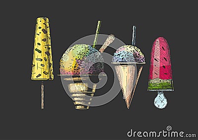 Set of frozen dessert Vector Illustration