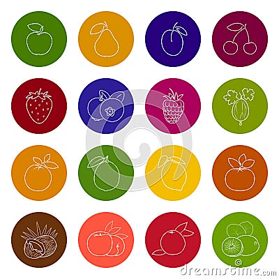 Set Fruit Icons Vector Illustration