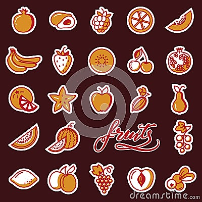 Set of fruit icons. Vector illustration Vector Illustration